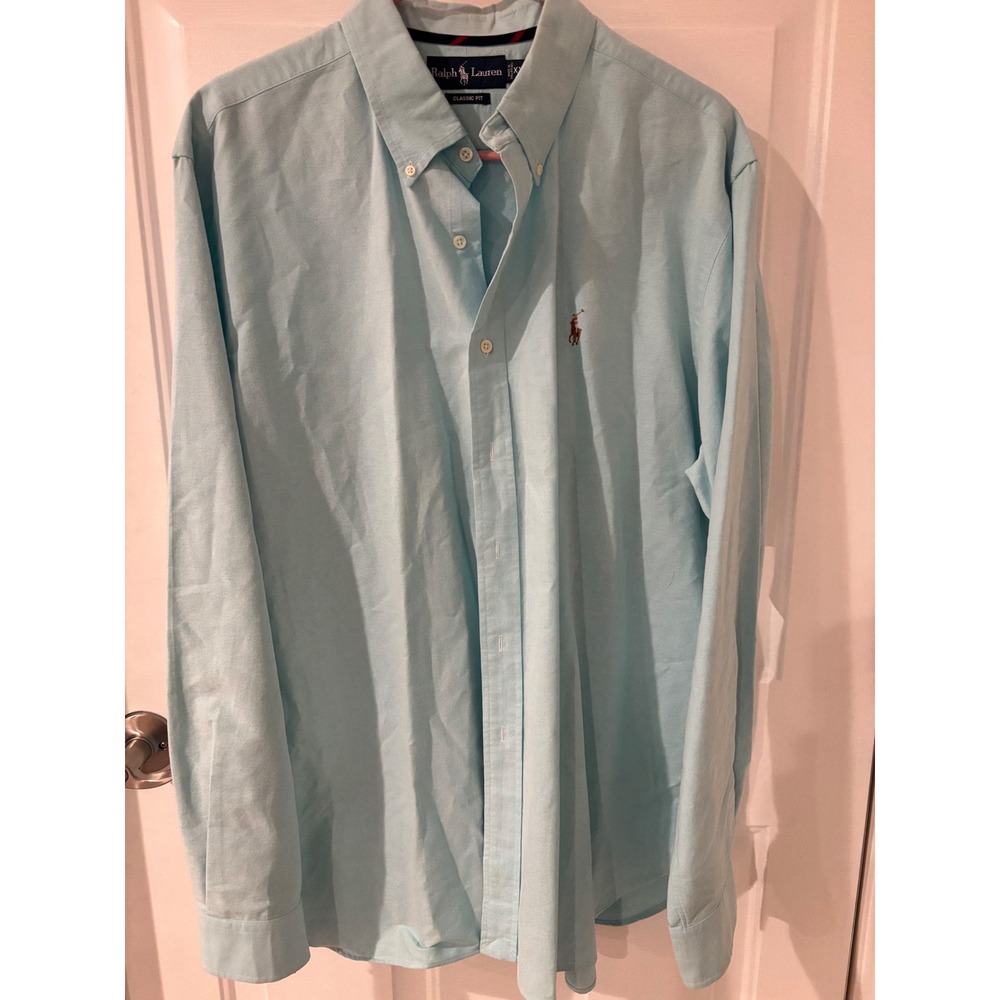 Ralph Lauren Classic Fit Oxford Mens XXL Light Blue‎ Long Sleeve Button Down
